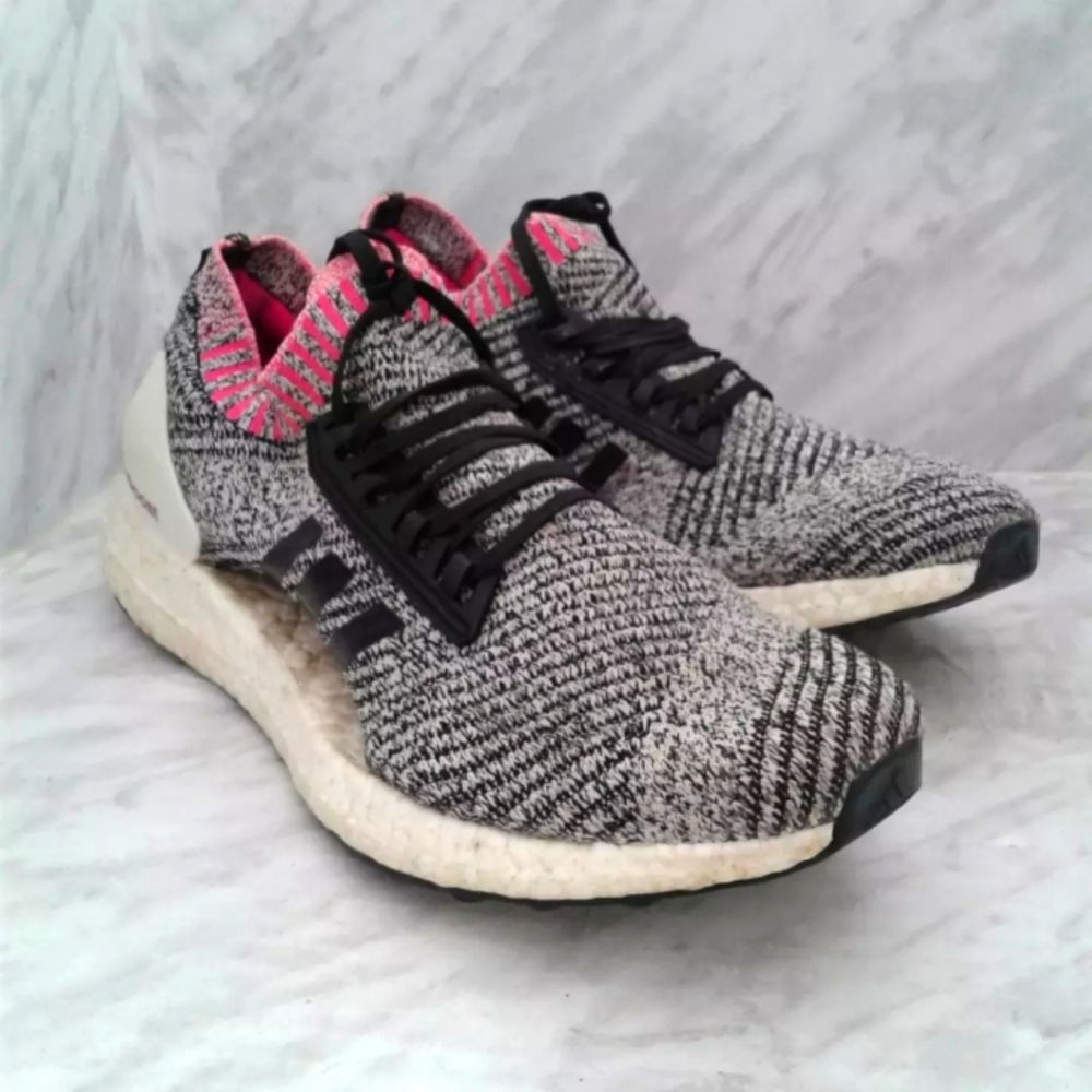 Adidas Ultraboost X Black Pink Breast Cancer Knit Running Shoes Womens sz 9.5 - Picture 1 of 5